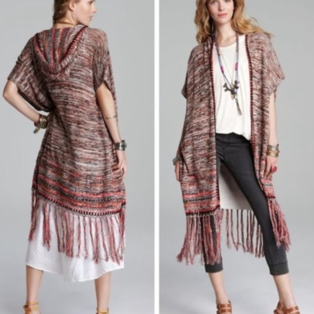 Free people jungle heat hooded long duster cardigan